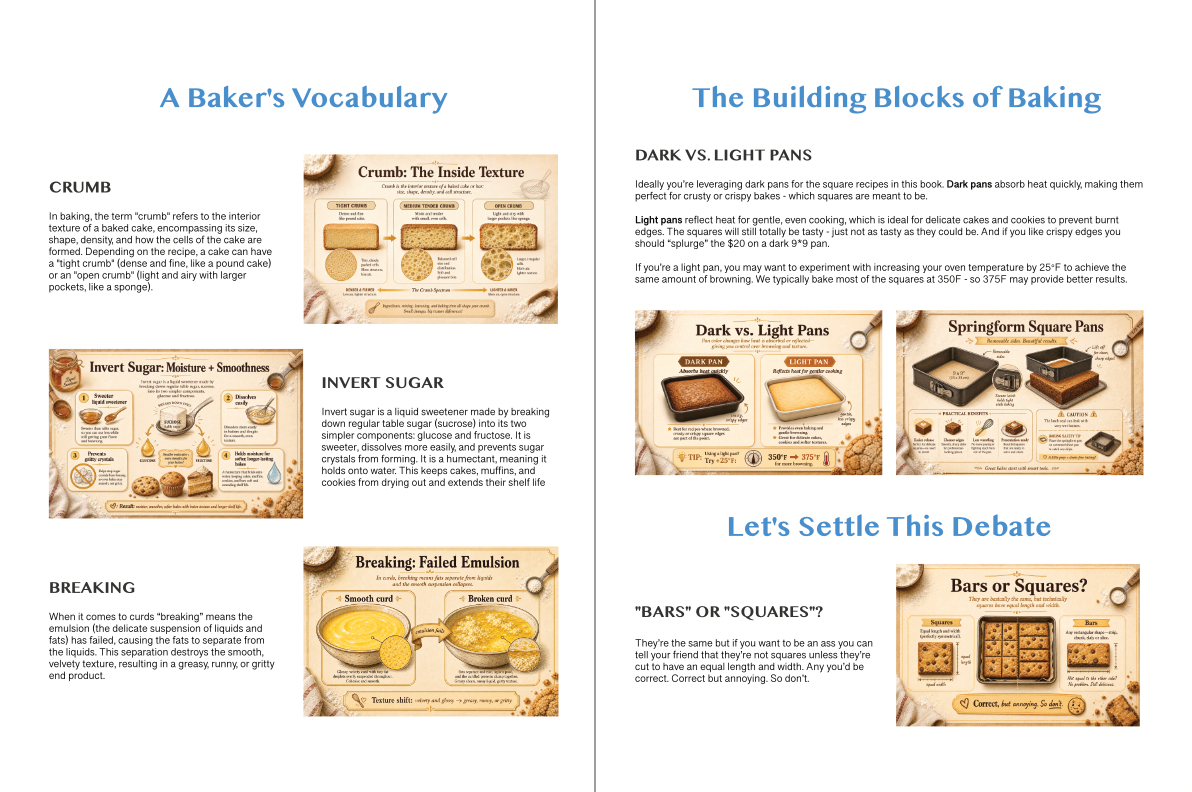 A Baker's Vocabulary and The Building Blocks of Baking spread