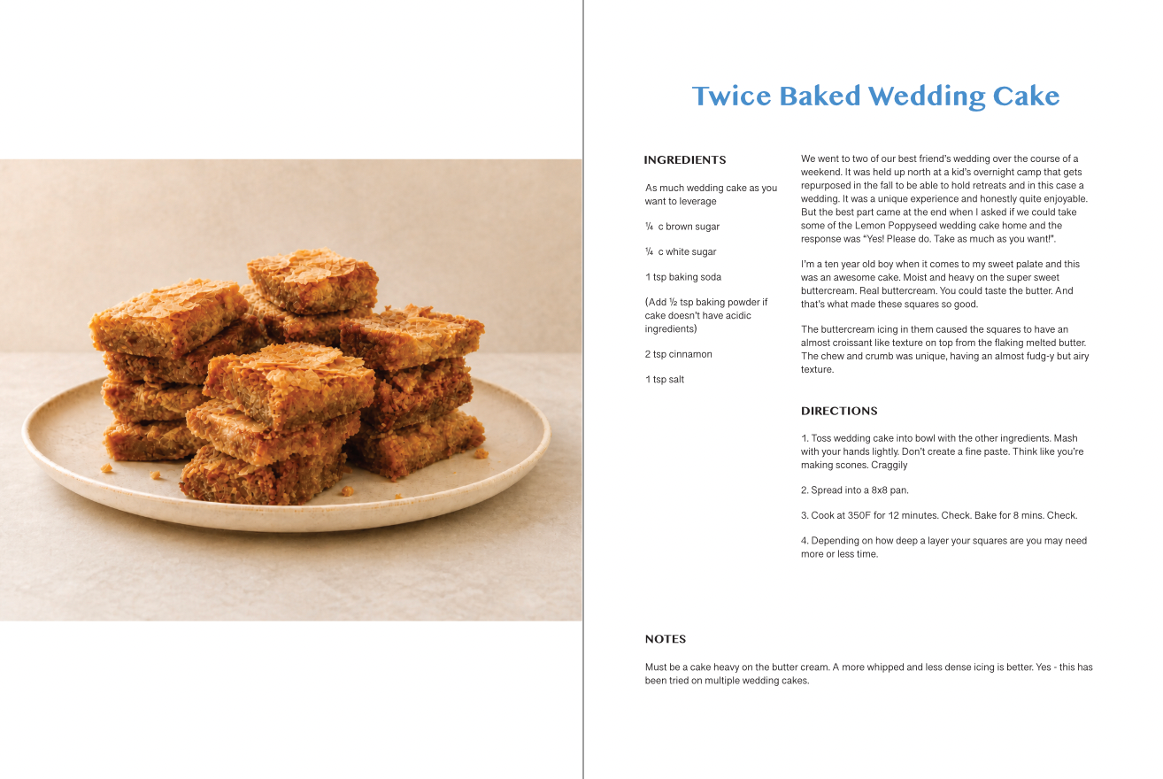 Twice Baked Wedding Cake recipe spread